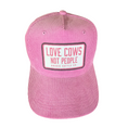 Load image into Gallery viewer, "Love cows, Not people" Pink Corduroy Patch Trucker Hat
