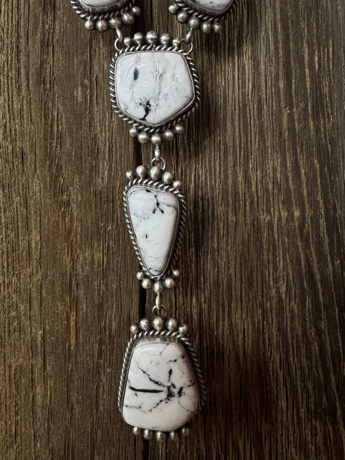 Native American White Buffalo Sterling Silver Lariat Necklace with Earrings