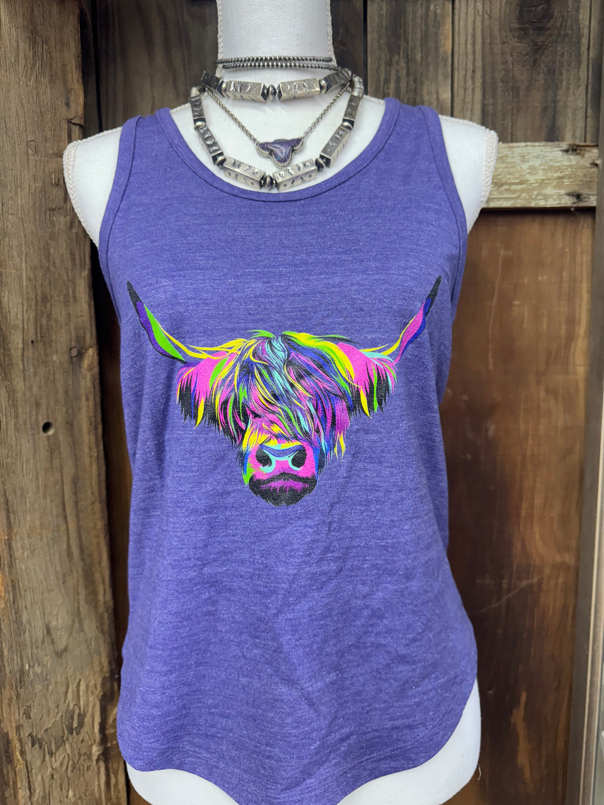 Purple Highland Cow Racerback Tank Top