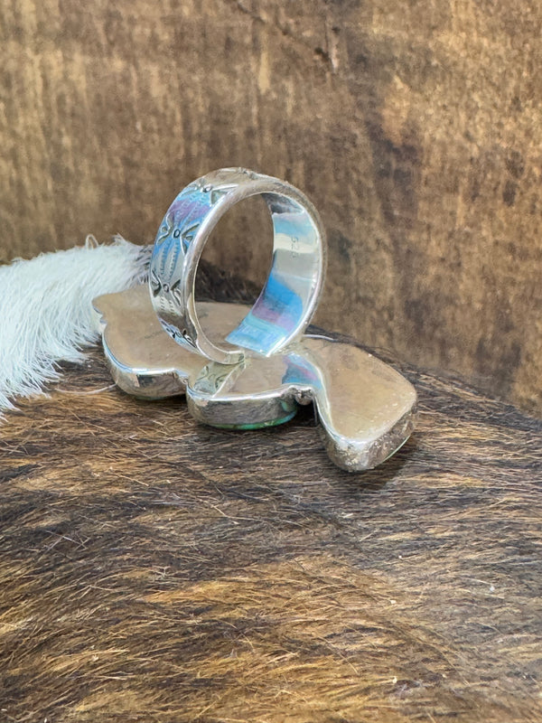 Beautiful Handmade Sonoran Mountain Turquoise And Sterling Silver Adjustable Ring