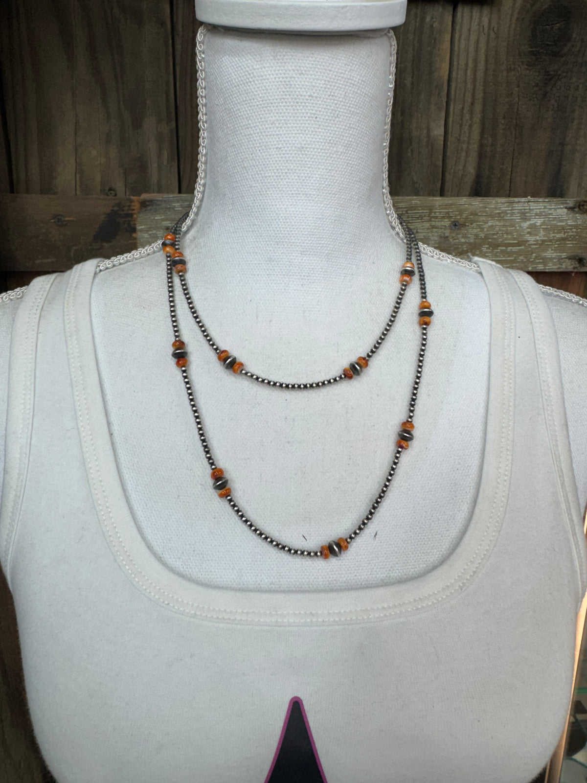 Sterling Silver Spiny Oyster Bead Necklace