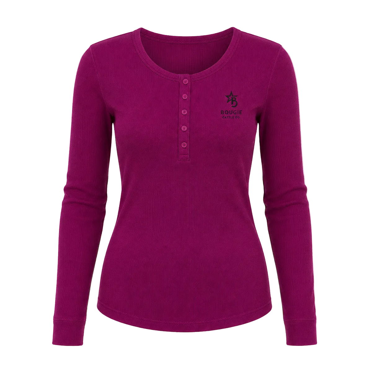 Purple long-sleeve shirt with a logo on a transparent background