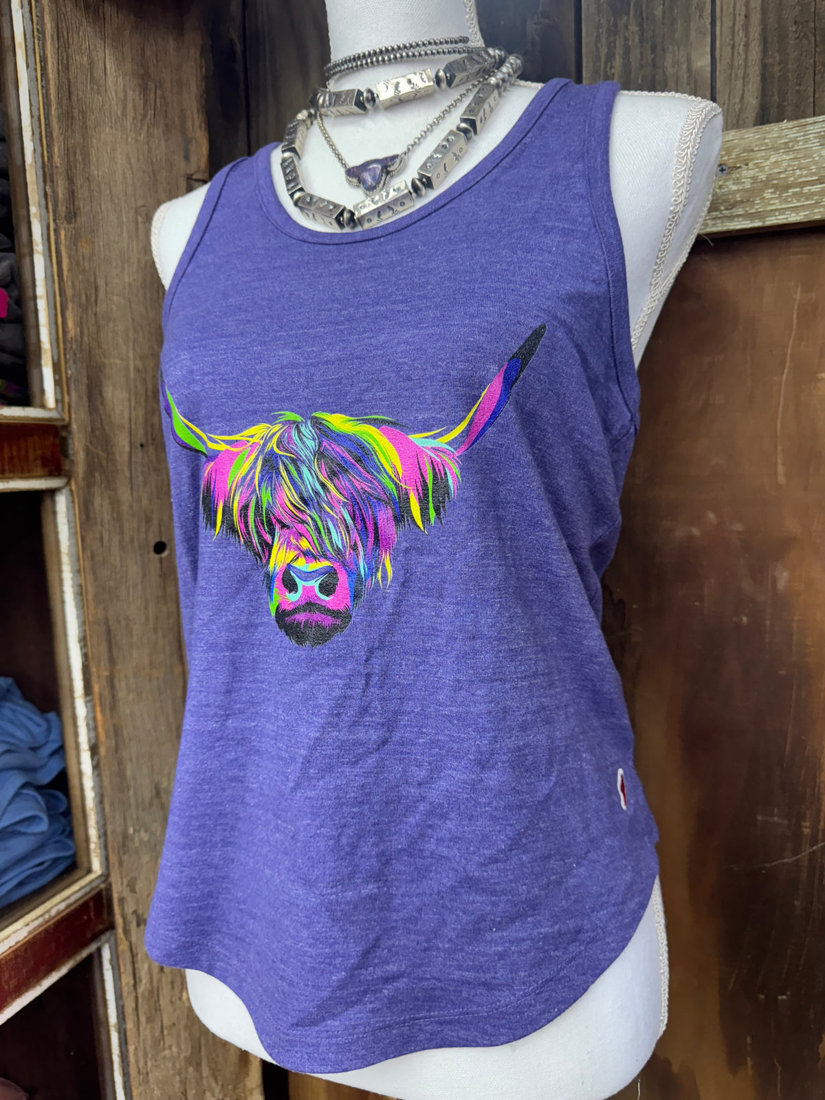 Purple Highland Cow Racerback Tank Top