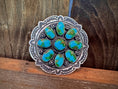 Load image into Gallery viewer, Native American Handmade Turquoise Cluster Statement Ring - Artist Signed