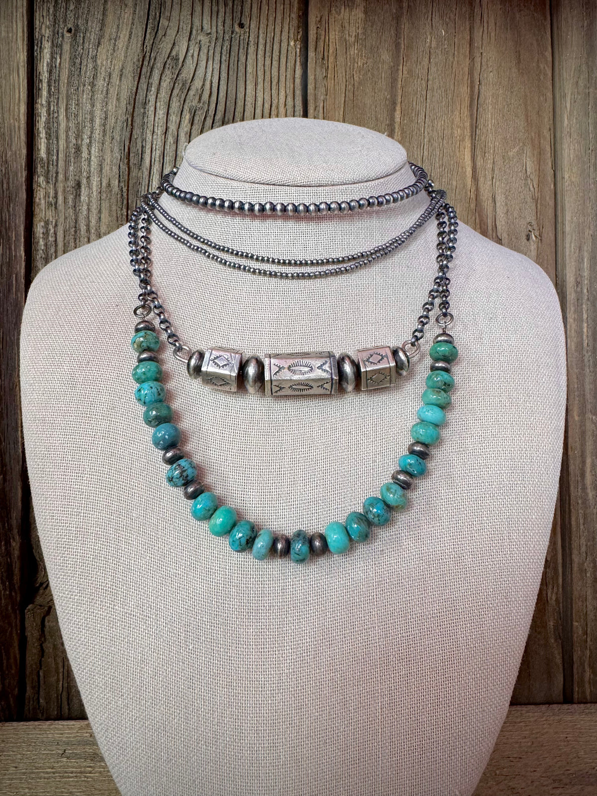 Turquoise Bead Sterling Silver Necklace