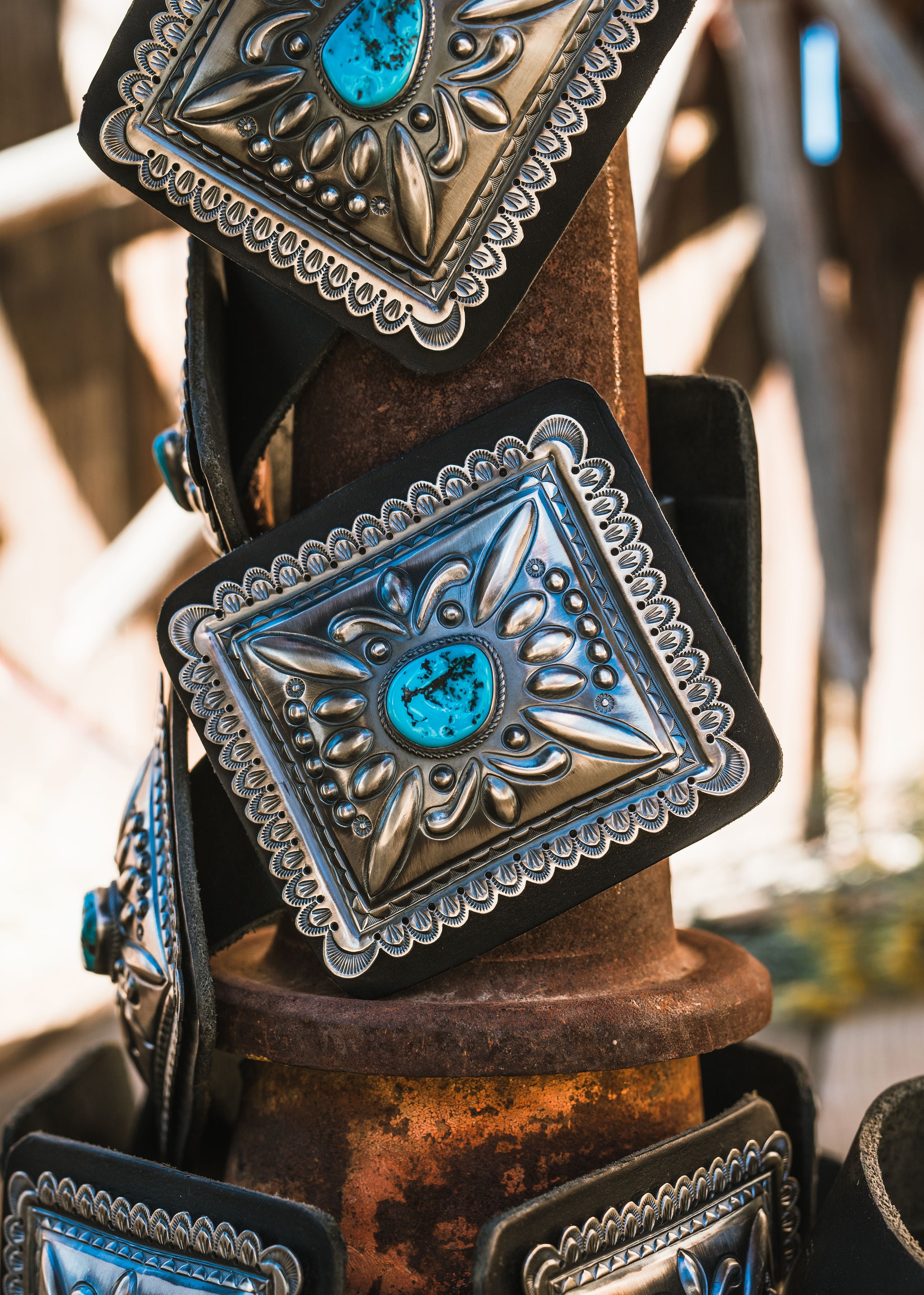 Large Statement Turquoise and Sterling Silver Concho Belt – Bougie