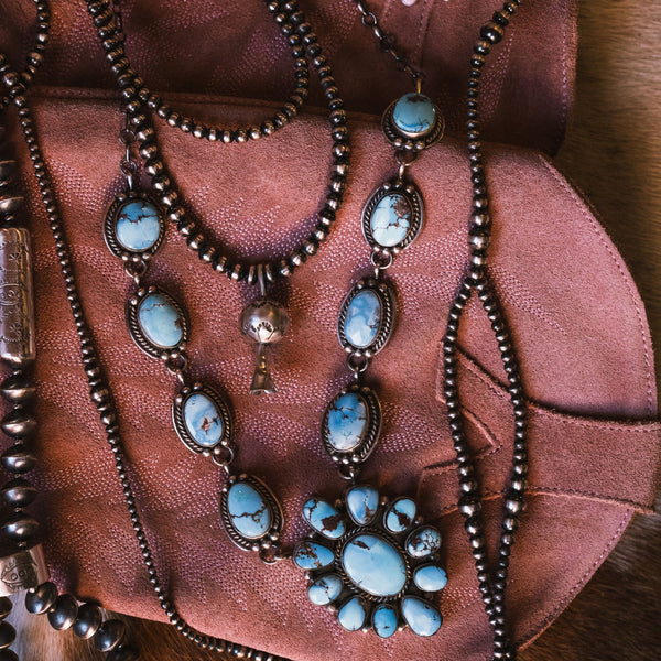 Dry-Creek Turquoise Sterling Silver Lariat Necklace/Earring Set