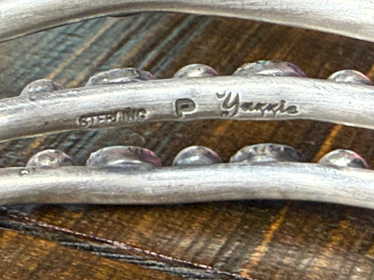 Native American Turquoise Sterling Silver Cuff - Artist Stamped
