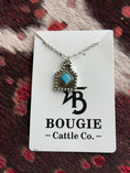 Load image into Gallery viewer, Bougie turquoise ear tag necklace