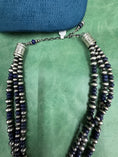 Load image into Gallery viewer, Gorgeous Native American Blue Lupis and Navajo Pearl Necklace 18“ with a 3 inch extender