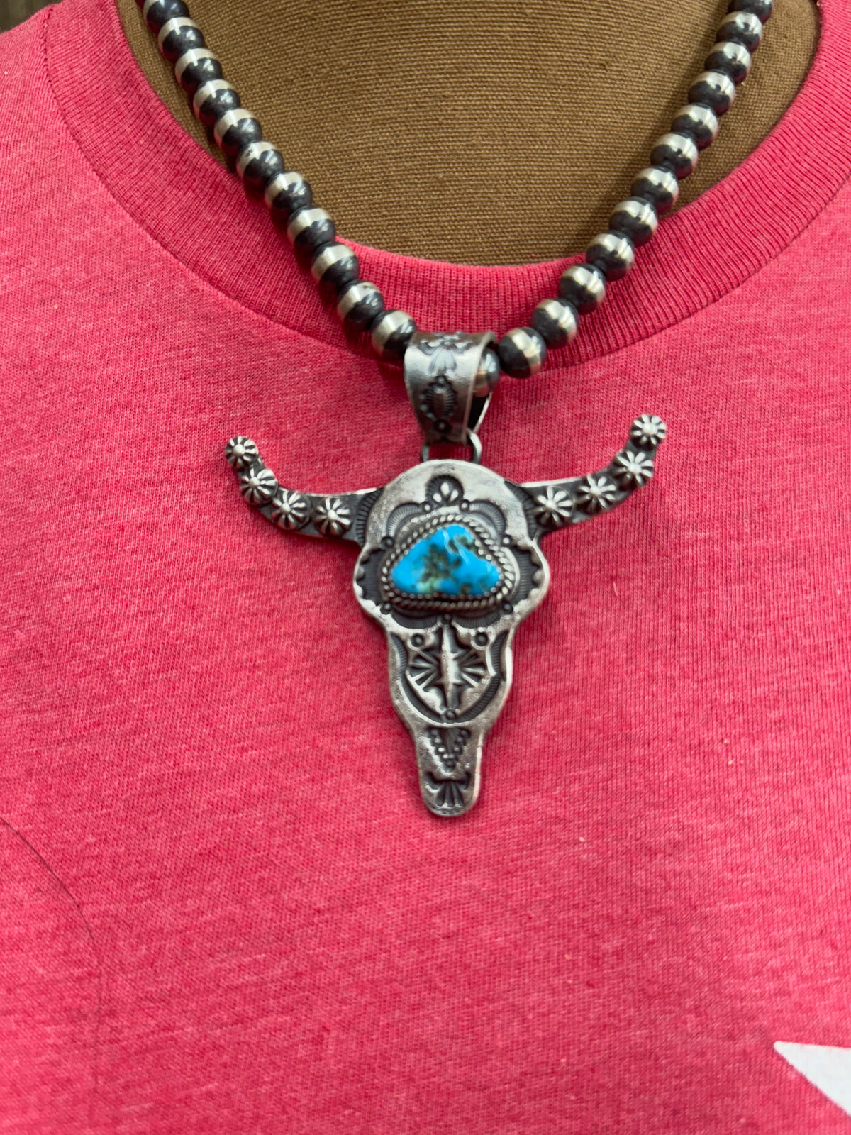Native American Hand Stamped Steerhead Pendant