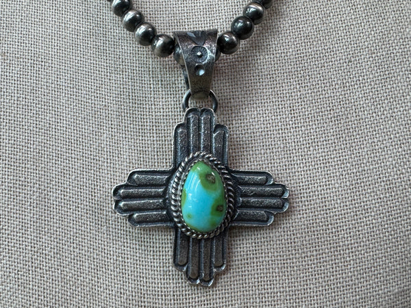 Native American Turquoise Zia Symbol Pendant