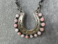 Load image into Gallery viewer, Pink Conch Sterling Silver Horseshoe Necklace - Artist Stamped