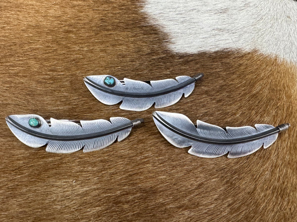 Native American Feather Sterling Silver Hair Clip