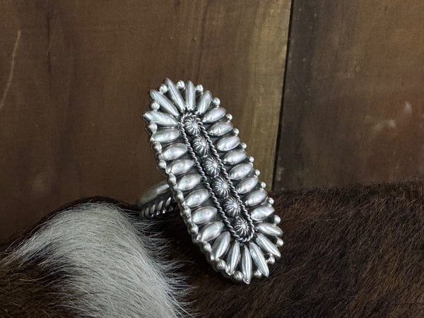 Native American Sterling Silver Cluster Adjustable Ring