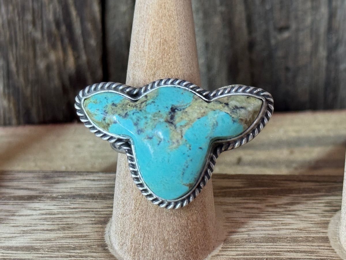 Native American Cow Head Sterling Silver Adjustable Ring