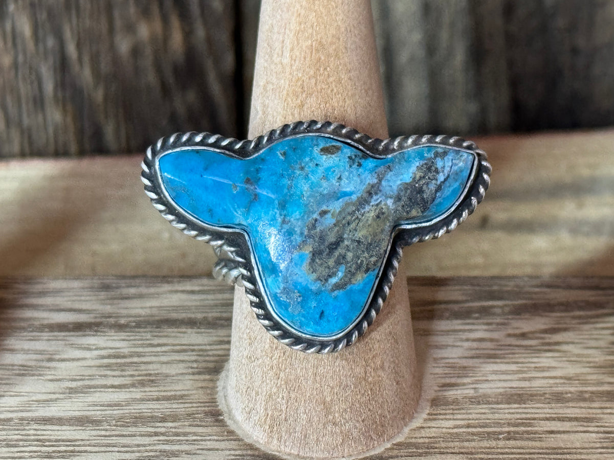 Native American Cow Head Sterling Silver Adjustable Ring
