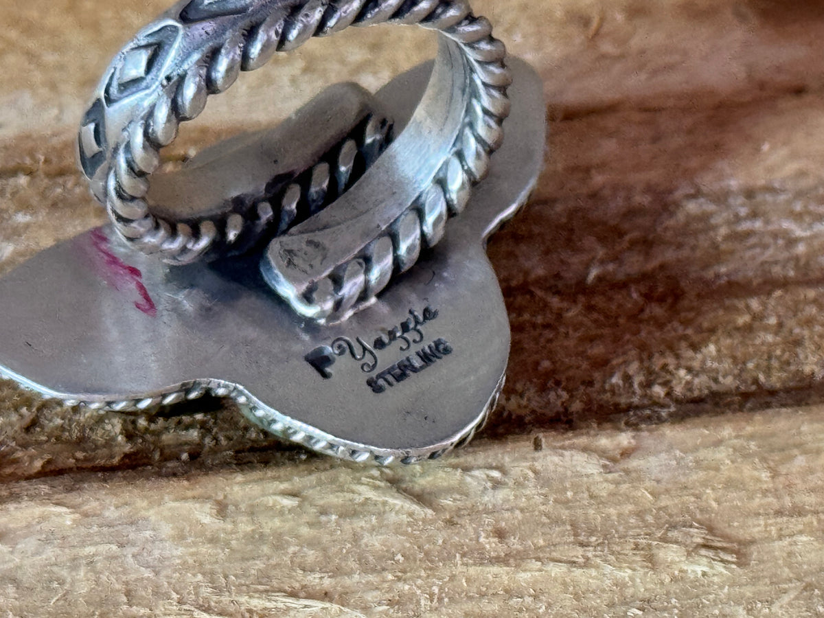 Native American Cow Head Sterling Silver Adjustable Ring