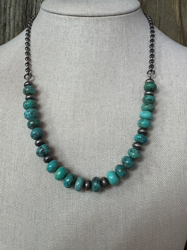 Turquoise Bead Sterling Silver Necklace