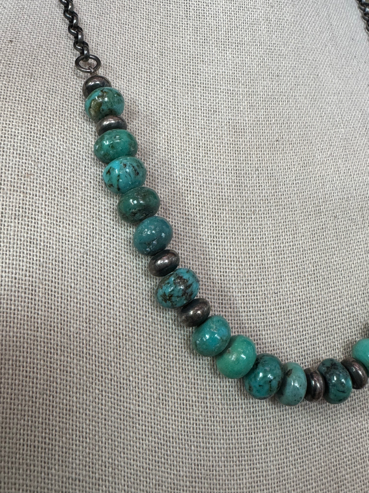 Turquoise Bead Sterling Silver Necklace