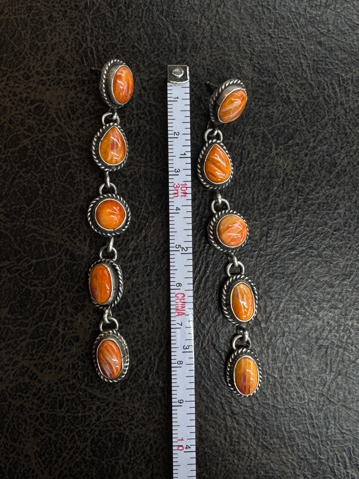 Spiny Oyster Sterling Silver Dangle Earrings