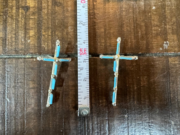 Sterling Silver Turquoise Cross Post Earrings