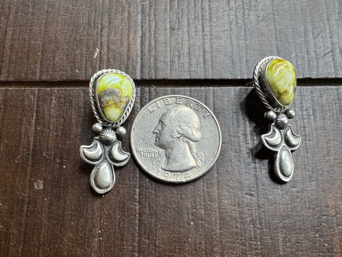Native American Handmade Palomino Turquoise Sterling Silver Squash Blossom