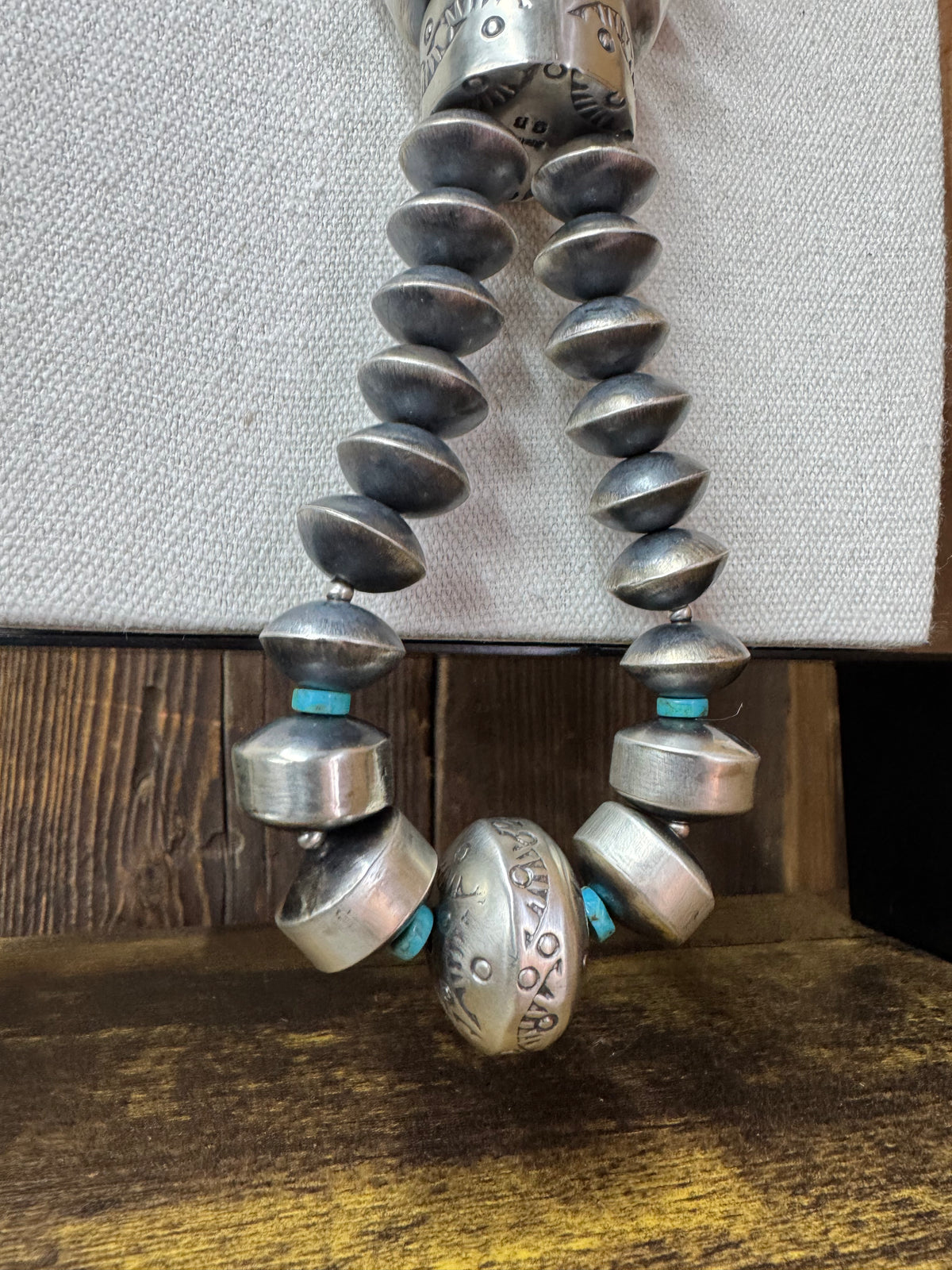 Handmade Native American Sterling Silver Navajo Pearl Lariat with Matching Earrings