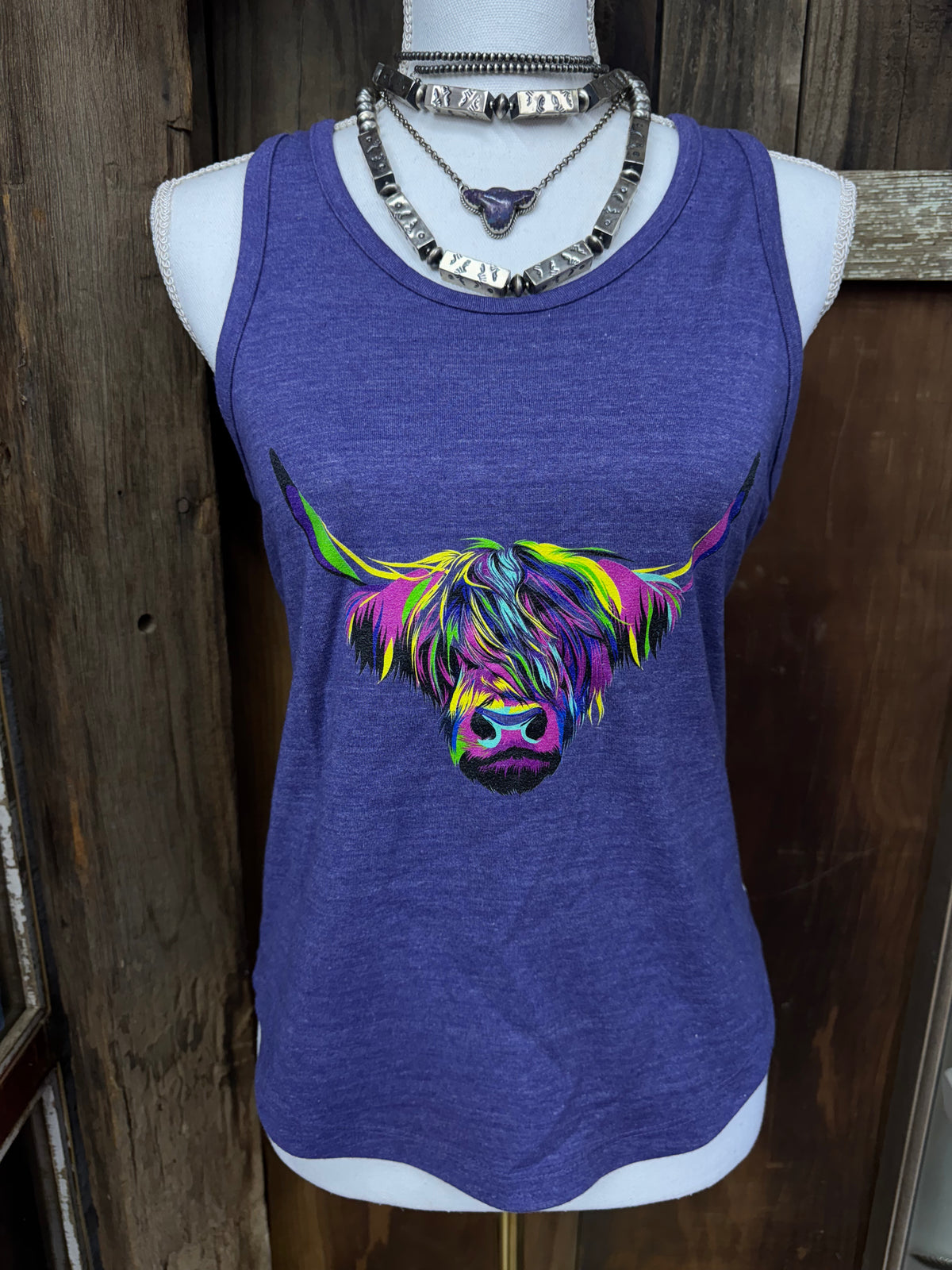 Purple Highland Cow Racerback Tank Top