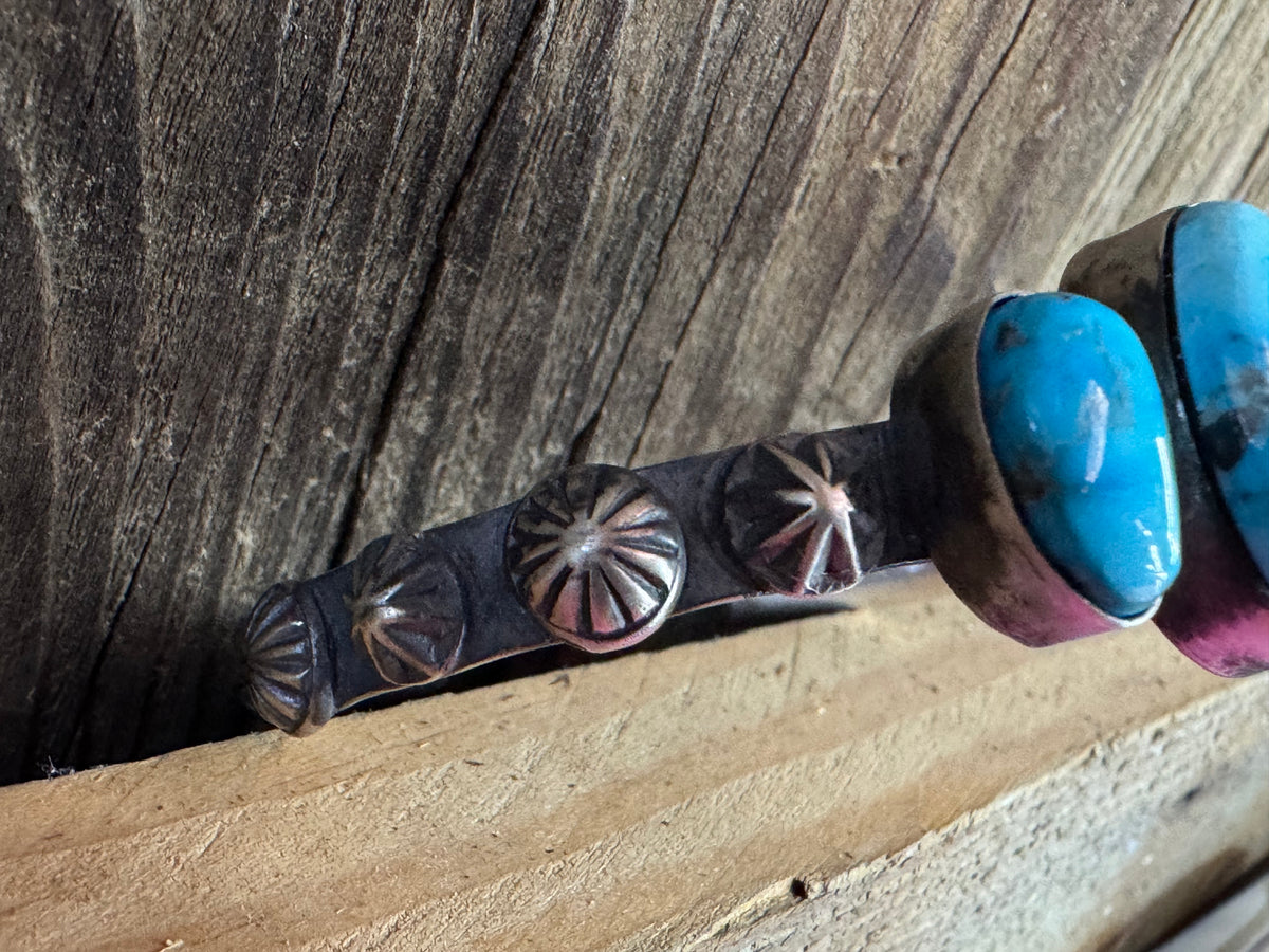 Native American Sterling Silver 3 Stone Turquoise Cuff