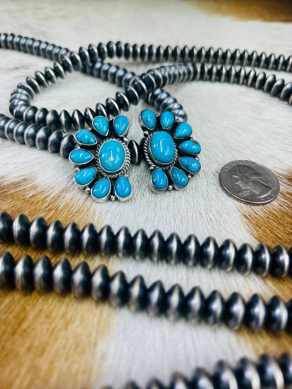 Sterling Silver Turquoise Cluster Earrings