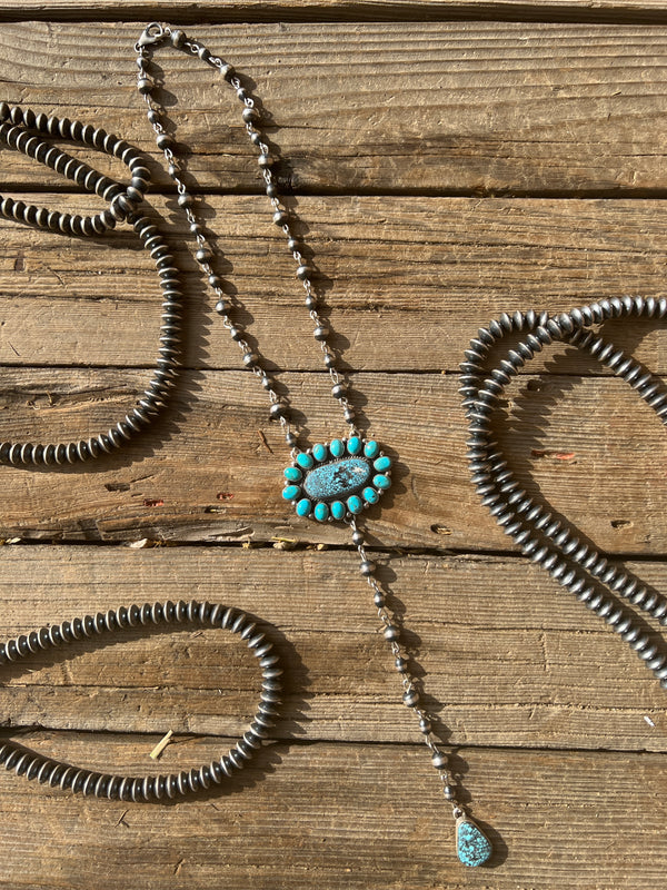 Sterling Silver Turquoise Lariat Necklace