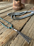Load image into Gallery viewer, Sterling Silver Turquoise Navajo Beaded Tassel Necklace