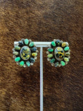 Load image into Gallery viewer, Turquoise Cluster Sterling Silver Earrings