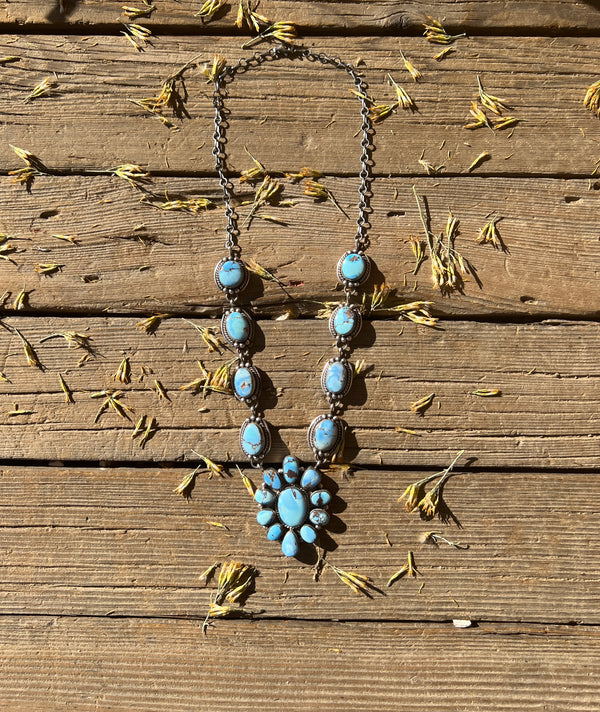 Dry-Creek Turquoise Sterling Silver Lariat Necklace/Earring Set