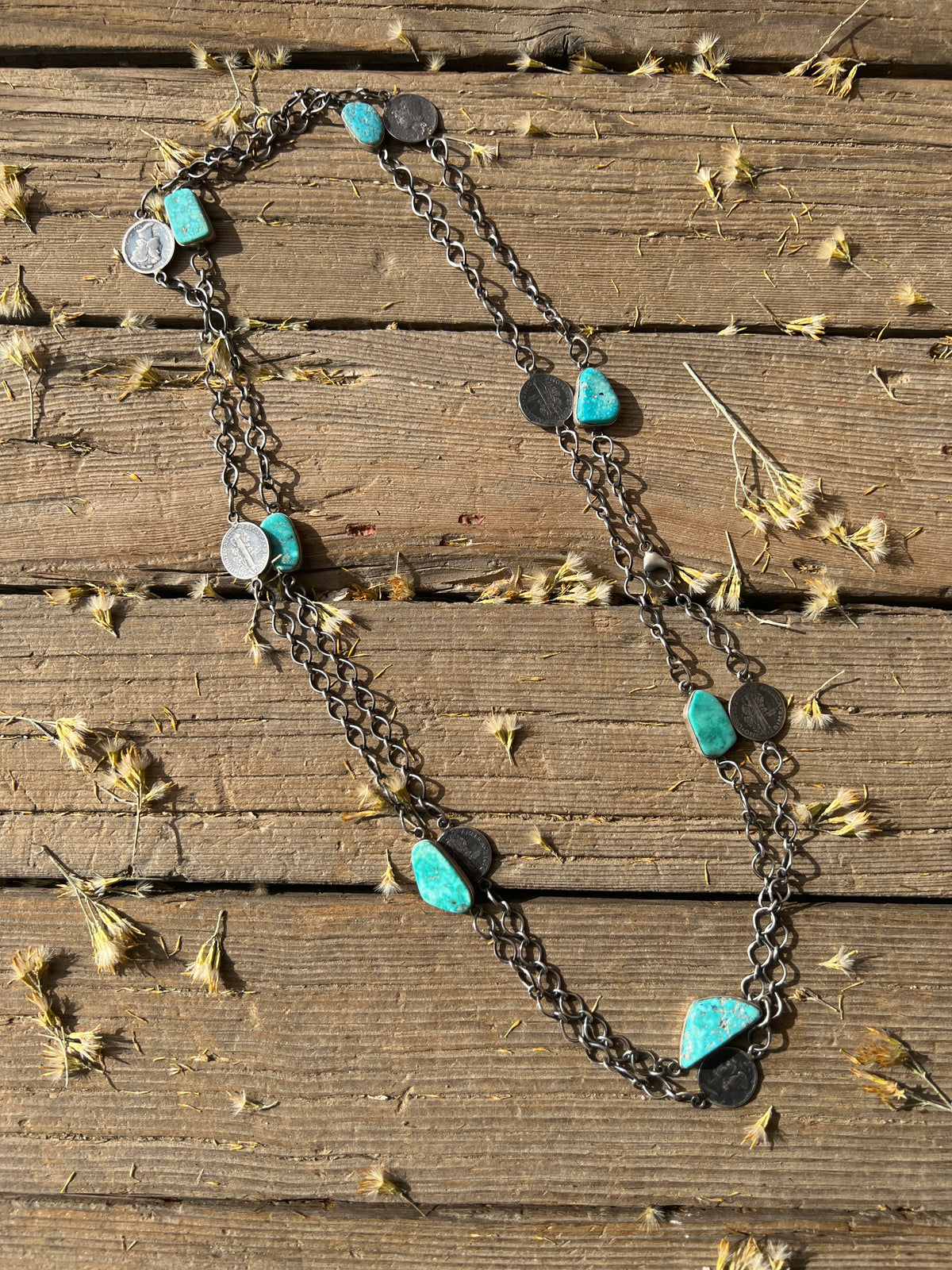 Sterling Silver Turquoise & Mercury Dime Necklace