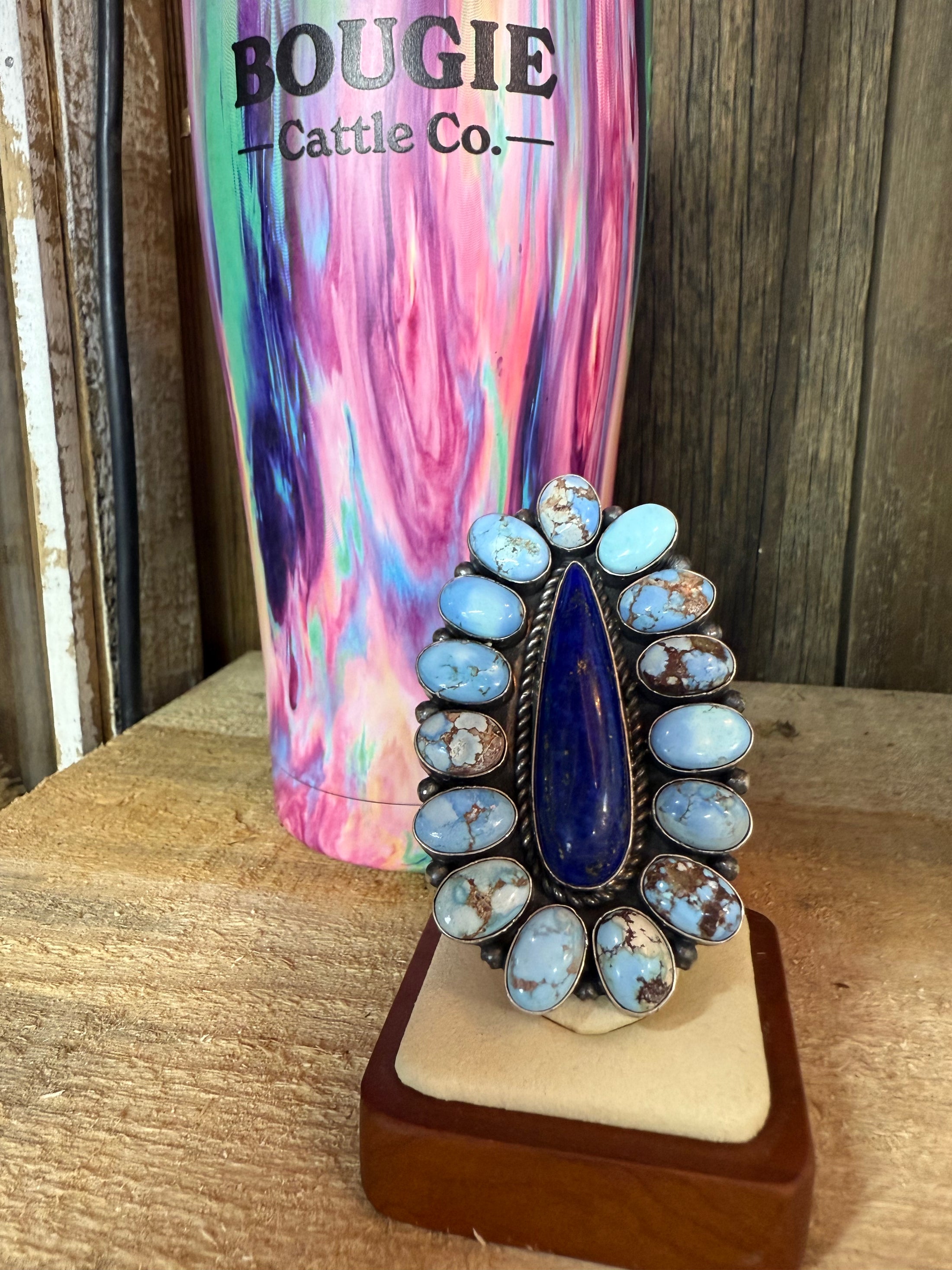 Native American signed by artist Statement Ring Complete with a big handstand adjustable band!