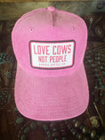 Load image into Gallery viewer, "Love cows, Not people" Pink Corduroy Patch Trucker Hat
