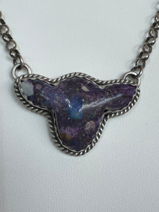Handmade Turquoise Cow Head Sterling Silver Necklace