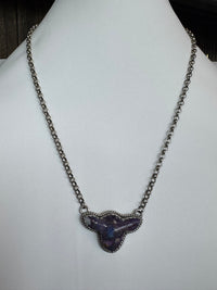 Handmade Turquoise Cow Head Sterling Silver Necklace