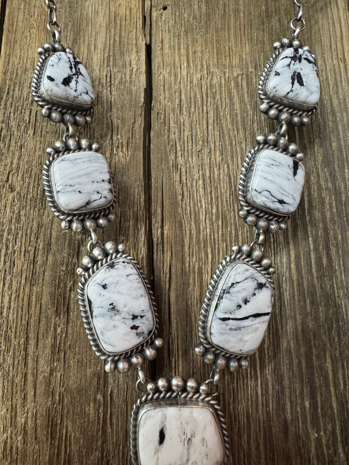Native American White Buffalo Sterling Silver Lariat Necklace with Earrings