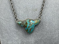 Handmade Turquoise Cow Head Sterling Silver Necklace