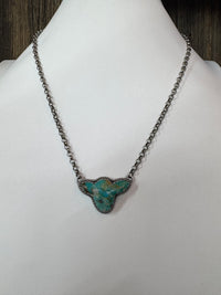 Handmade Turquoise Cow Head Sterling Silver Necklace