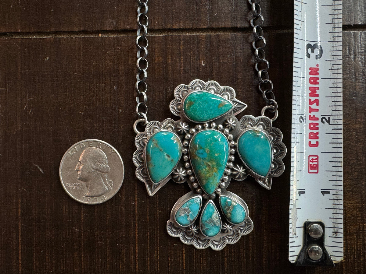 Native American Handmade Turquoise Sterling Silver Necklace
