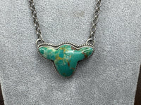 Handmade Turquoise Cow Head Sterling Silver Necklace