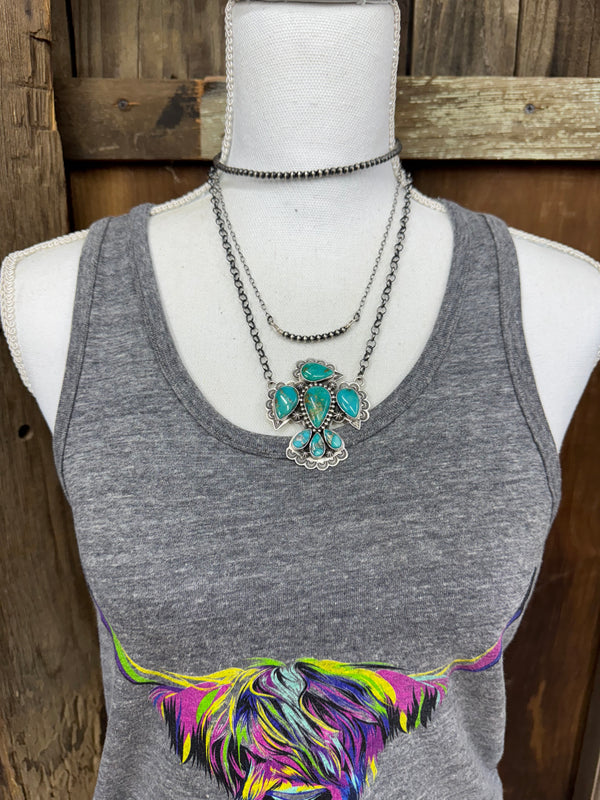 Native American Handmade Turquoise Sterling Silver Necklace
