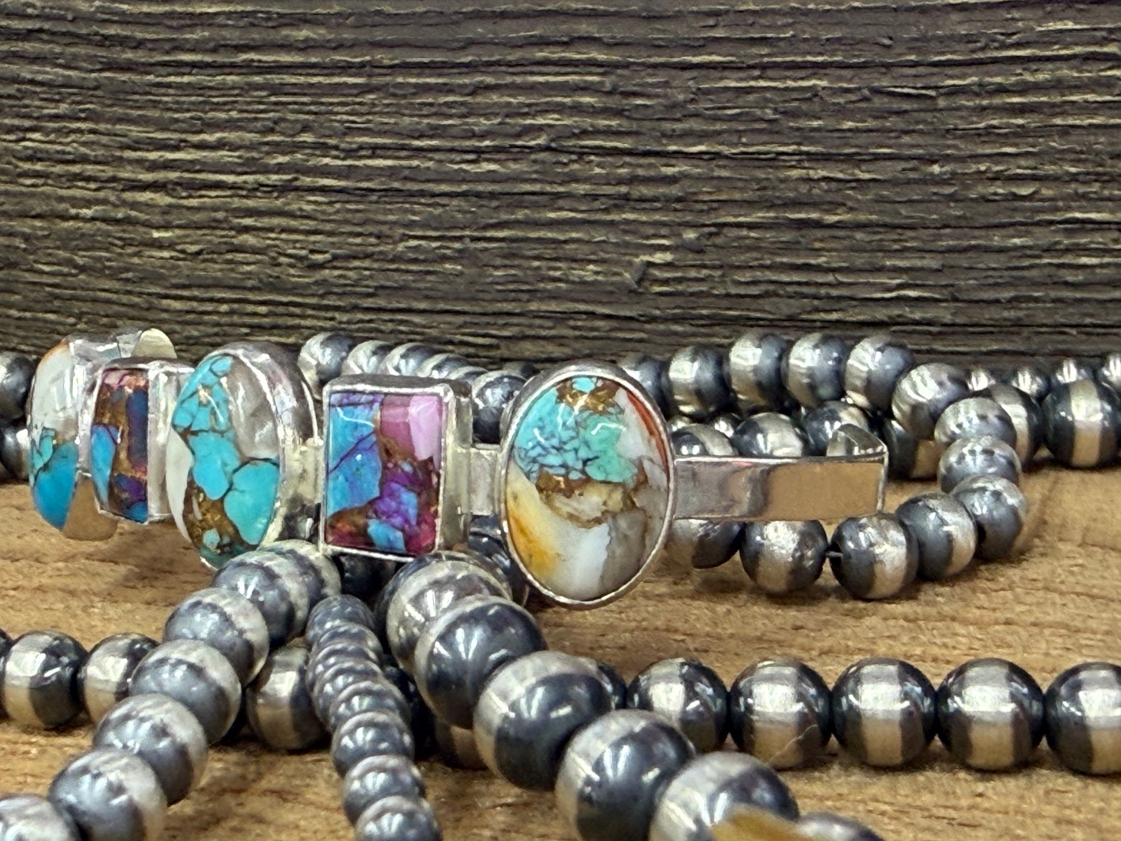 Navajo Multi Stone & Sterling Silver Cuff Bracelet