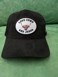 Load image into Gallery viewer, LOVE Cows and JESUS Patch- Black Suede Baseball Cap Hat
