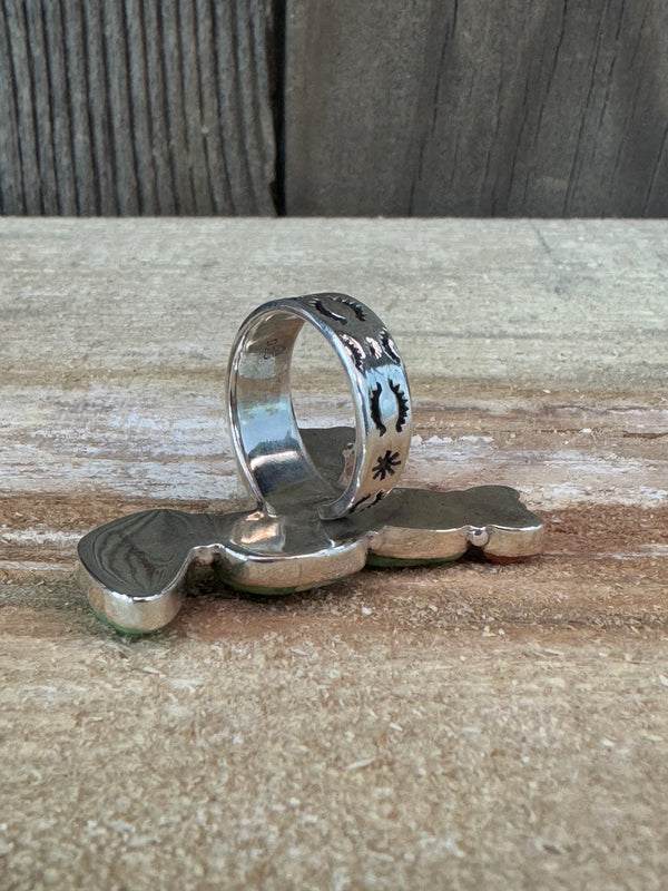 Beautiful Handmade Sonoran Mountain Turquoise And Sterling Silver Adjustable Ring