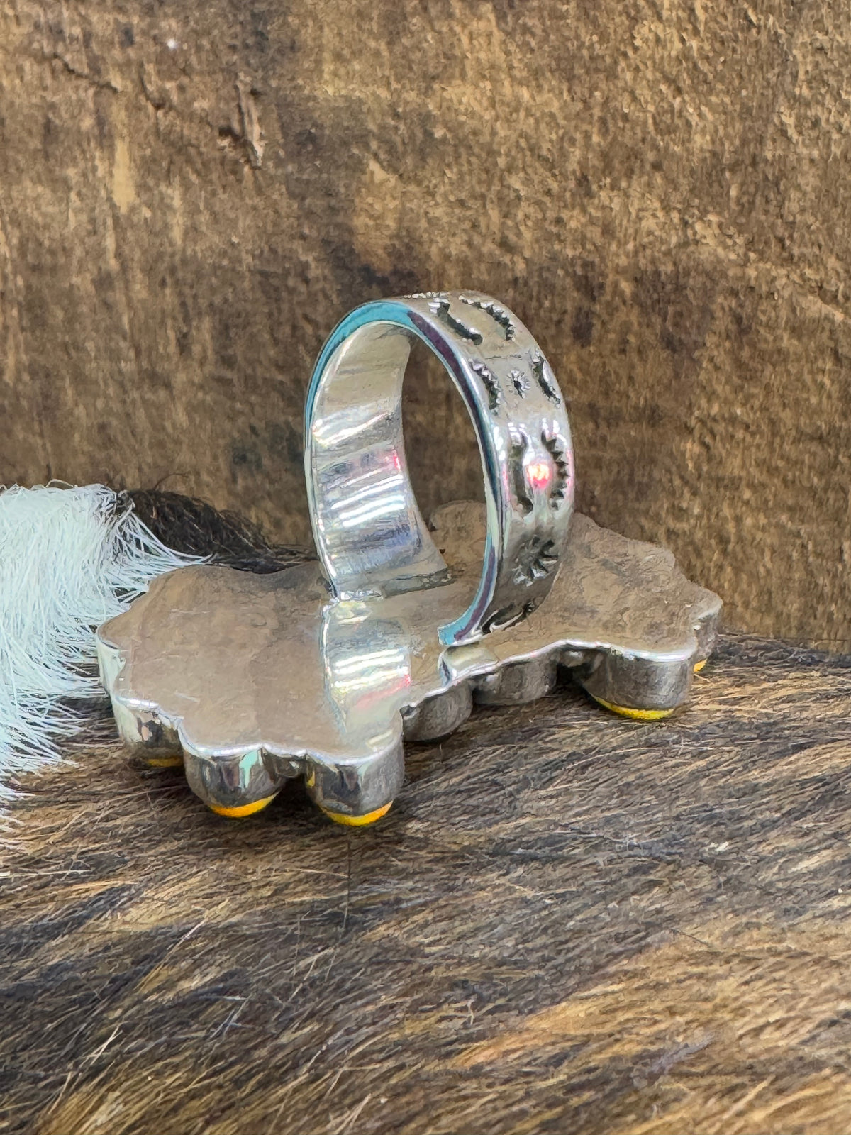 Beautiful Handmade Bumble Bee, Onyx Turquoise And Sterling Silver Adjustable Ring